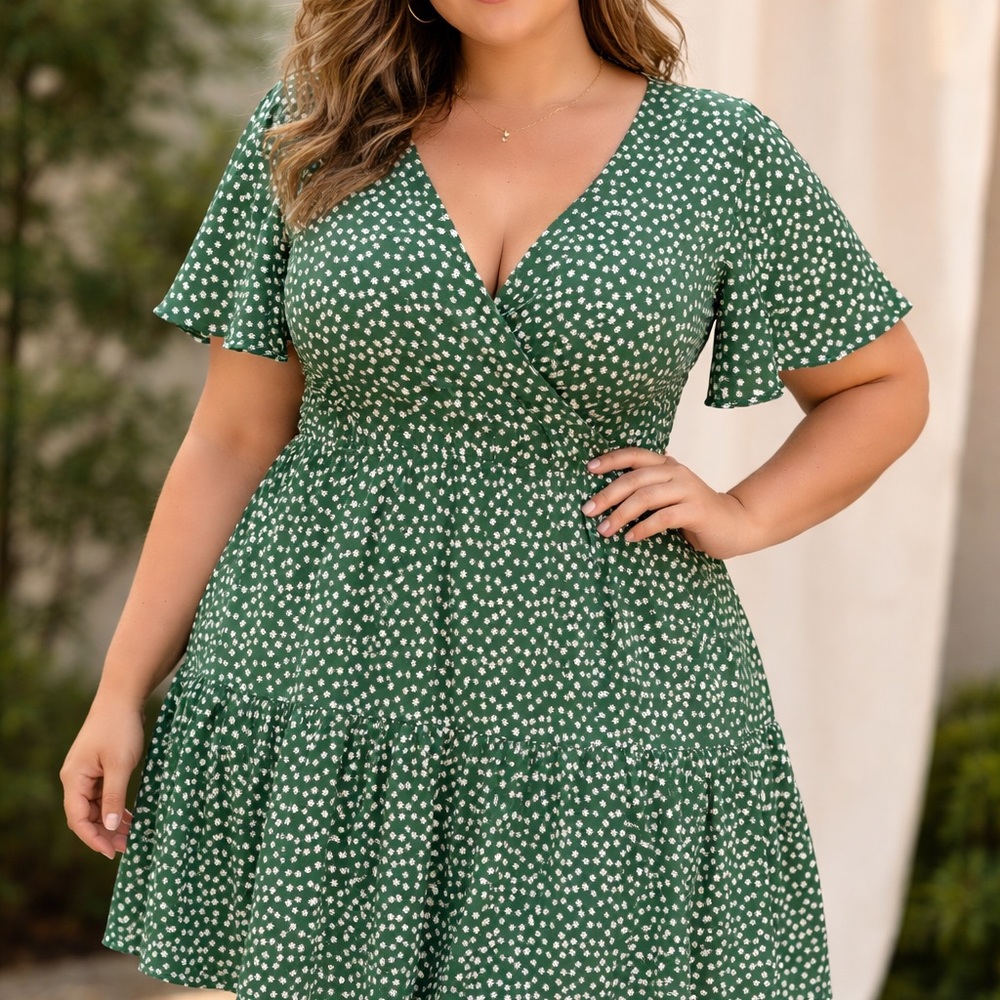SHEIN Green Polka Dot Mini Dress